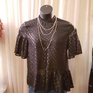 H & M Black semi-sheer top